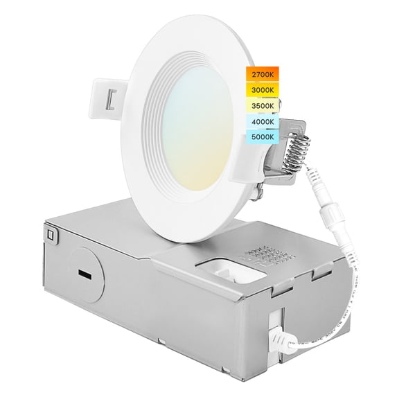 Luxrite 3 In. Ultra Thin LED Recessed Light, 6W, 5CCT, CRI90, 500LM, Dimmable, Wet Rated, UL Listed, Baffle Trim
