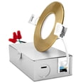 thumbnail image 1 of Luxrite 3 Inch Ultra Thin LED Recessed Light J-Box, 8W, 5CCT, Dimmable, 540 Lumens, Brass Trim, 1 of 7