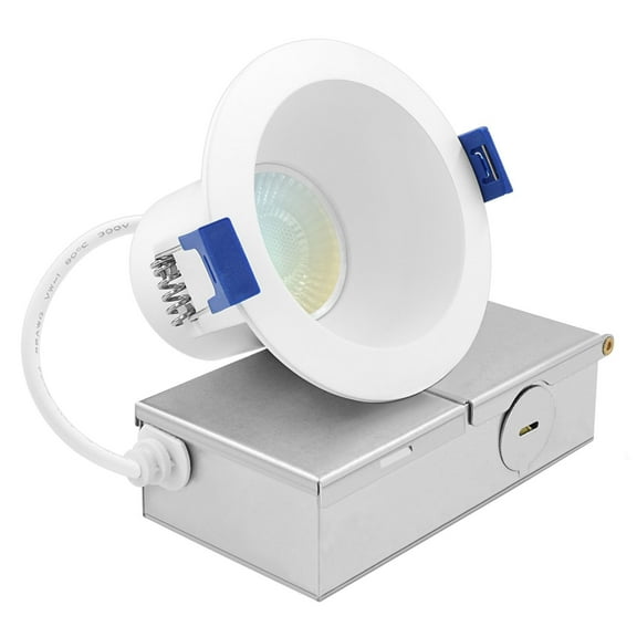 Luxrite 3" LED Recessed Ceiling Light J-Box 8W 5CCT 840 Lumens Dimmable Canless Downlight Wet Rated IC Rated ETL