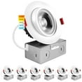thumbnail image 1 of Luxrite 4 Inch Gimbal LED Recessed Light 11W=75W 5CCT, 2700K-5000K 1000LM Dimmable IC & Damp Rated, ETL Listed 6 Pack, 1 of 7