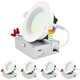 thumbnail image 1 of Luxrite 4 Inch LED Recessed Ceiling Light J-Box 15W 5 Color Selectable 1300LM Dimmable Wet Rated IC Rated ETL 4 Pack, 1 of 7