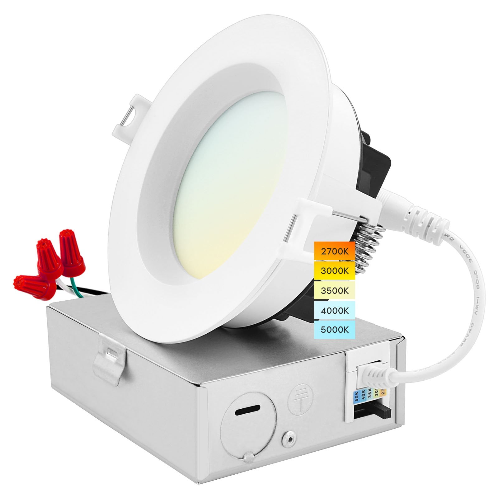 4-Inch White Aluminum LED Recessed Ceiling Light with Junction Box