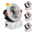 thumbnail image 1 of Luxrite 4 Inch LED Recessed Light, 15W, 5 Color Selectable, 1100 Lumens, Dimmable, Wet Rated, Brushed Nickel 4 Pack, 1 of 7