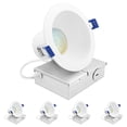 thumbnail image 1 of Luxrite 4" LED Recessed Ceiling Light J-Box 12W 5CCT 1160 Lumens Dimmable Canless Downlight Wet Rated IC Rated ETL 4 Pack, 1 of 6