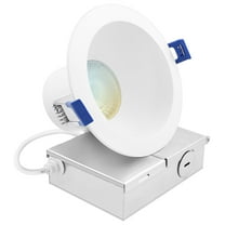 Luxrite 4" LED Recessed Ceiling Light J-Box 12W 5CCT 1160 Lumens Dimmable Canless Downlight Wet Rated IC Rated ETL