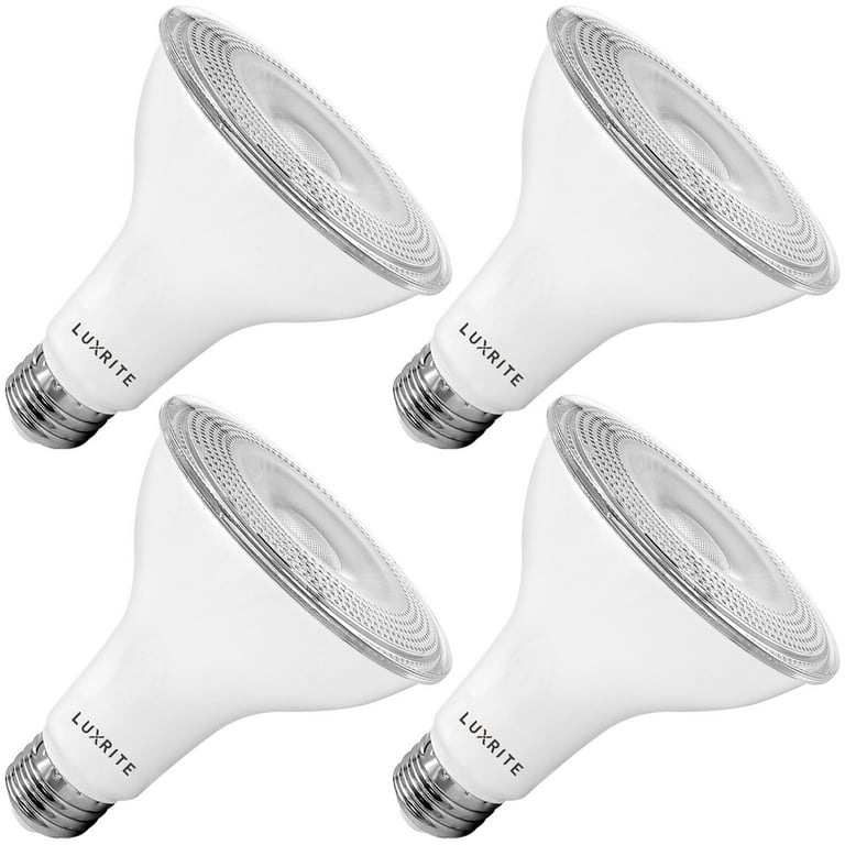 Luxrite 4 Pack LED PAR30 Flood Light Bulb 850 Lumens 11W Dimmable Wet Rated E26 Base UL Listed 3500K Natural White