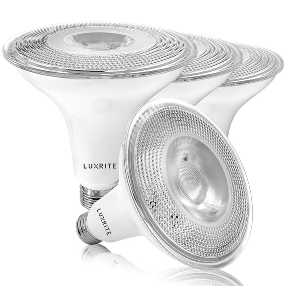 Luxrite 4-Pack LED PAR38 Flood Light Bulb 2700K Warm White 1250 Lumens 15W Dimmable Wet Rated E26 Base UL Listed