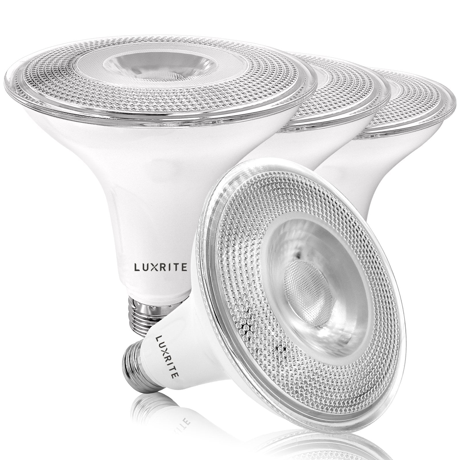 Luxrite 4-Pack LED PAR38 Flood Light Bulb 4000K Cool White 1250 Lumens 15W Dimmable Wet Rated E26 Base UL Listed
