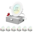thumbnail image 1 of Luxrite 4" Ultra Thin LED Recessed Light with J-Box, 12W, 5 Color Selectable, 950 Lumens, Dimmable, Wet Rated 6 Pack, 1 of 5