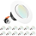 thumbnail image 1 of Luxrite 4 inch Gimbal LED Recessed Light, 8W=60W, 5 Color Selectable, Dimmable, 700 Lumens, Wet Rated, ETL Listed 12-Pack, 1 of 7
