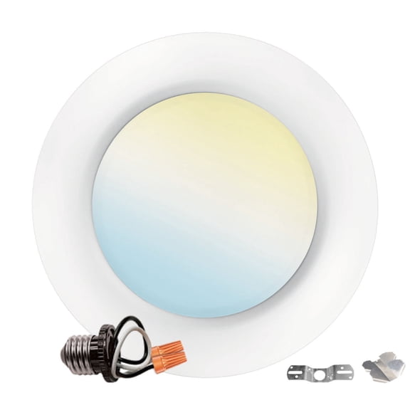 Luxrite 4 inch LED Disk Lights, 10W, 5CCT 2700K-5000K, 600LM, Dimmable, J-Box or 4" Can Install, Energy Star, ETL Listed