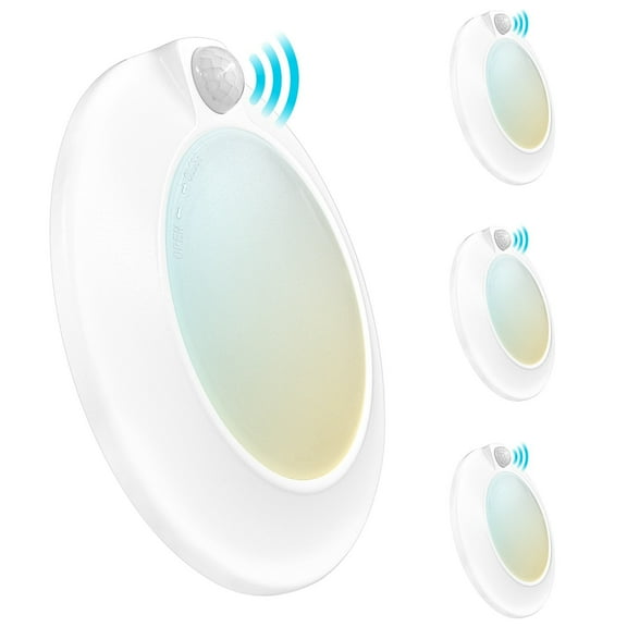 Luxrite 4 inch LED Motion Sensor Ceiling Light, 120V, 3 Color Selectable 3000K-5000K, 30s Timeout, 10W, 600 Lumens, Wet Rated, 4-Pack