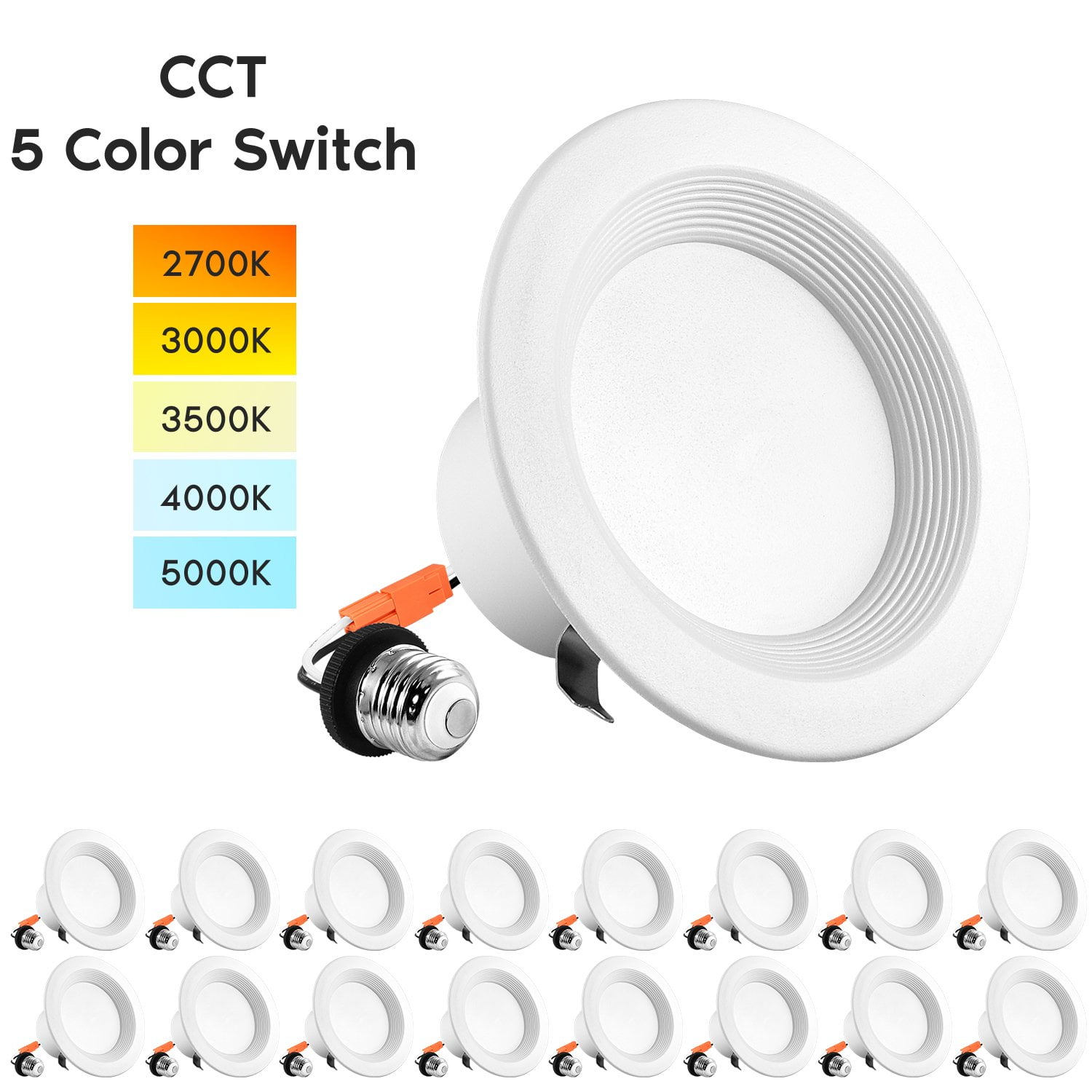 4'' White LED Recessed Lighting Kit with Switchable Color Temperature