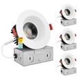 thumbnail image 1 of Luxrite 4 inch LED Recessed Light J-Box 15W 5 Color Selectable Dimmable Wet Rated IC Rated Smooth Trim 4-Pack, 1 of 8