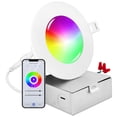 thumbnail image 1 of Luxrite 4 inch Smart LED Recessed Lighting, RGBW Color Changing, WiFi App and Voice Control, Alexa and Google Home, 1 of 7