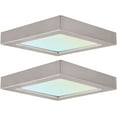 thumbnail image 1 of Luxrite 4 inch Square LED Flush Mount 10W 3 Color Selectable 600 Lumens Dimmable Damp Rated Brushed Nickel Trim 2-Pack, 1 of 7