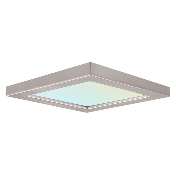 Luxrite 4 inch Square LED Flush Mount 10W 3 Color Selectable 600 Lumens Dimmable Damp Rated Brushed Nickel Trim