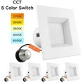 thumbnail image 1 of Luxrite 4 inch Square Recessed LED Can Lights, 5 Color Selectable, Dimmable, 750 Lumens, Wet Rated 4-Pack, 1 of 5