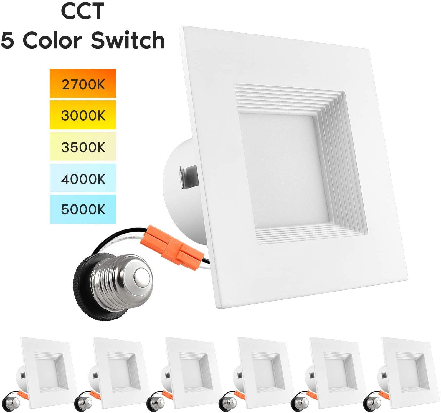 White Aluminum 4 Inch Square Recessed LED Can Lights
