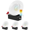 thumbnail image 1 of Luxrite 4 inch Trimless LED Recessed Light 5 Color Option Plaster Downlight 1000 Lumens Dimmable Wet Rated 4 Pack, 1 of 8
