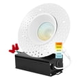 thumbnail image 1 of Luxrite 4 inch Trimless LED Recessed Light 5 Color Option Plaster Downlight 1000 Lumens Dimmable Wet Rated, 1 of 8