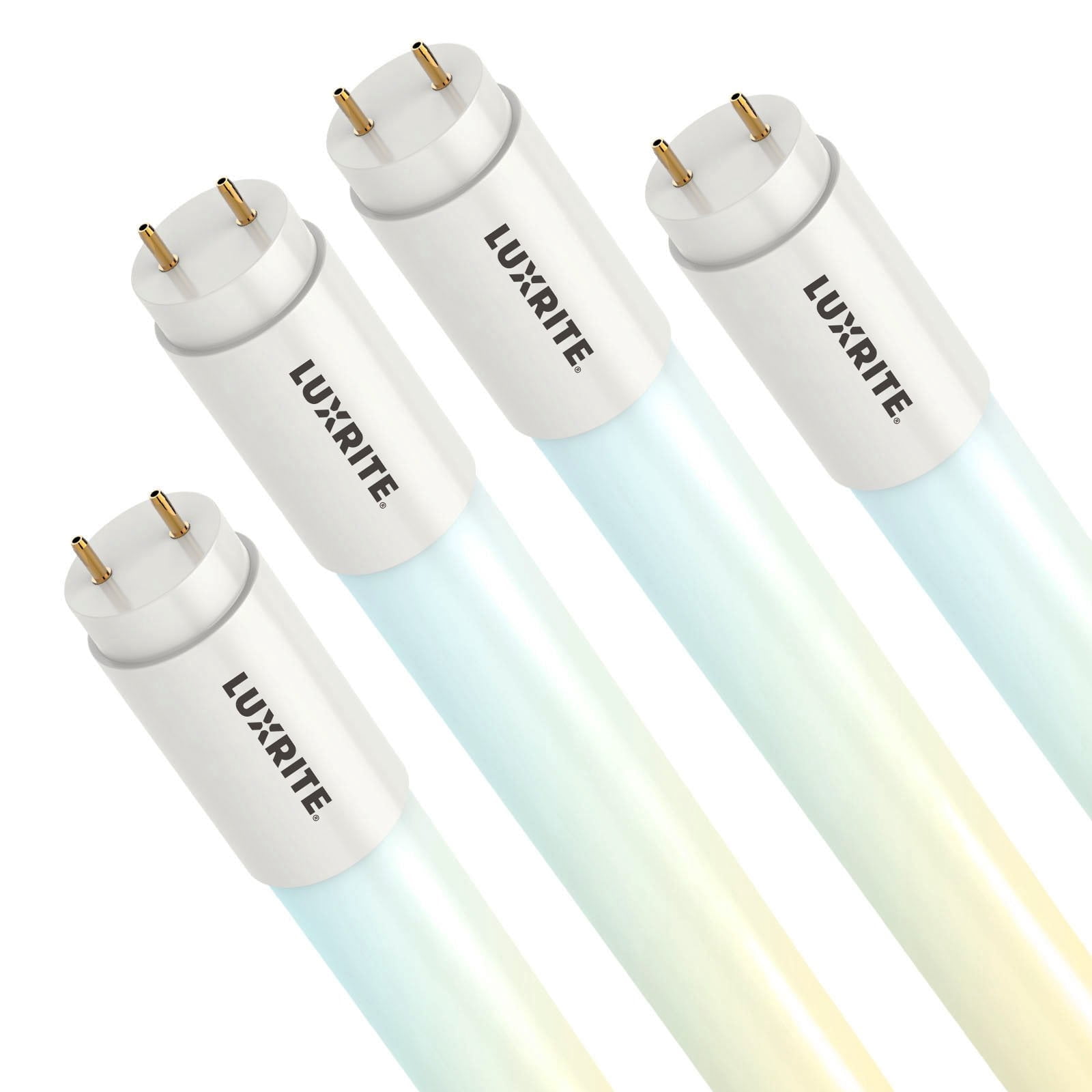 Luxrite 4FT T8 LED Tube Lights, 12W/15W/18W Tunable, 5CCT 3000K-6500K, Ballast Bypass, Up to 2250LM, UL, DLC 4 Pack
