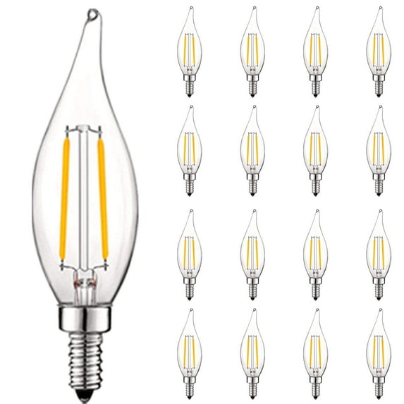 Luxrite 4W E12 Vintage Candelabra Dimmable LED Light Bulbs, 40W Equivalent 400 Lumens, 2700K Warm White, Flame Tip, 16-Pack
