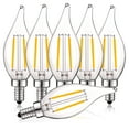 thumbnail image 1 of Luxrite 4W E12 Vintage Candelabra Dimmable LED Light Bulbs, 40W Equivalent 400 Lumens, 2700K Warm White, Flame Tip, 6-Pack, 1 of 7
