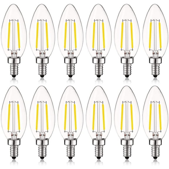 Luxrite 4W E12 Vintage Candelabra Dimmable LED Light Bulbs, 40W Equivalent 400 Lumens, 4000K Cool White, Blunt Tip, 12-Pack