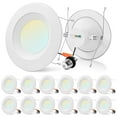 thumbnail image 1 of Luxrite 5/6" Retrofit LED Recessed Light, 17W=90W, 1500 Lumens, 5CCT, Dimmable, Wet Rated, Baffle Trim 12 Pack, 1 of 7
