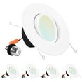 thumbnail image 1 of Luxrite 5/6 inch Gimbal LED Recessed Light 11W=90W 5 Color Selectable Dimmable 1100Lumens Wet Rated ETL Listed 4-Pack, 1 of 7