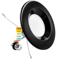 Luxrite 5/6 inch LED Recessed Retrofit Downlight 14W=90W 5 Color Options Dimmable Can Light 1100 Lumens Wet Rated Black Trim IC Rated