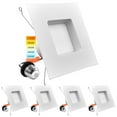 thumbnail image 1 of Luxrite 5/6 inch LED Square Recessed Lighting, 14W=90W, 5 Color Selectable, Dimmable, 1100 Lumens, Wet Rated, IC Rated 4-Pack, 1 of 6