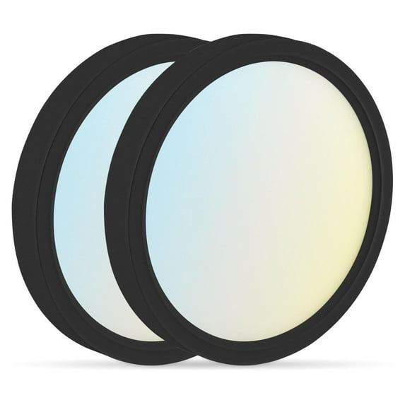 Luxrite 5 Inch LED Flush Mount Ceiling Light, 10W 600LM, 5CCT 2700K-5000K, Dimmable, Wet Rated, ETL - Black 2-Pack