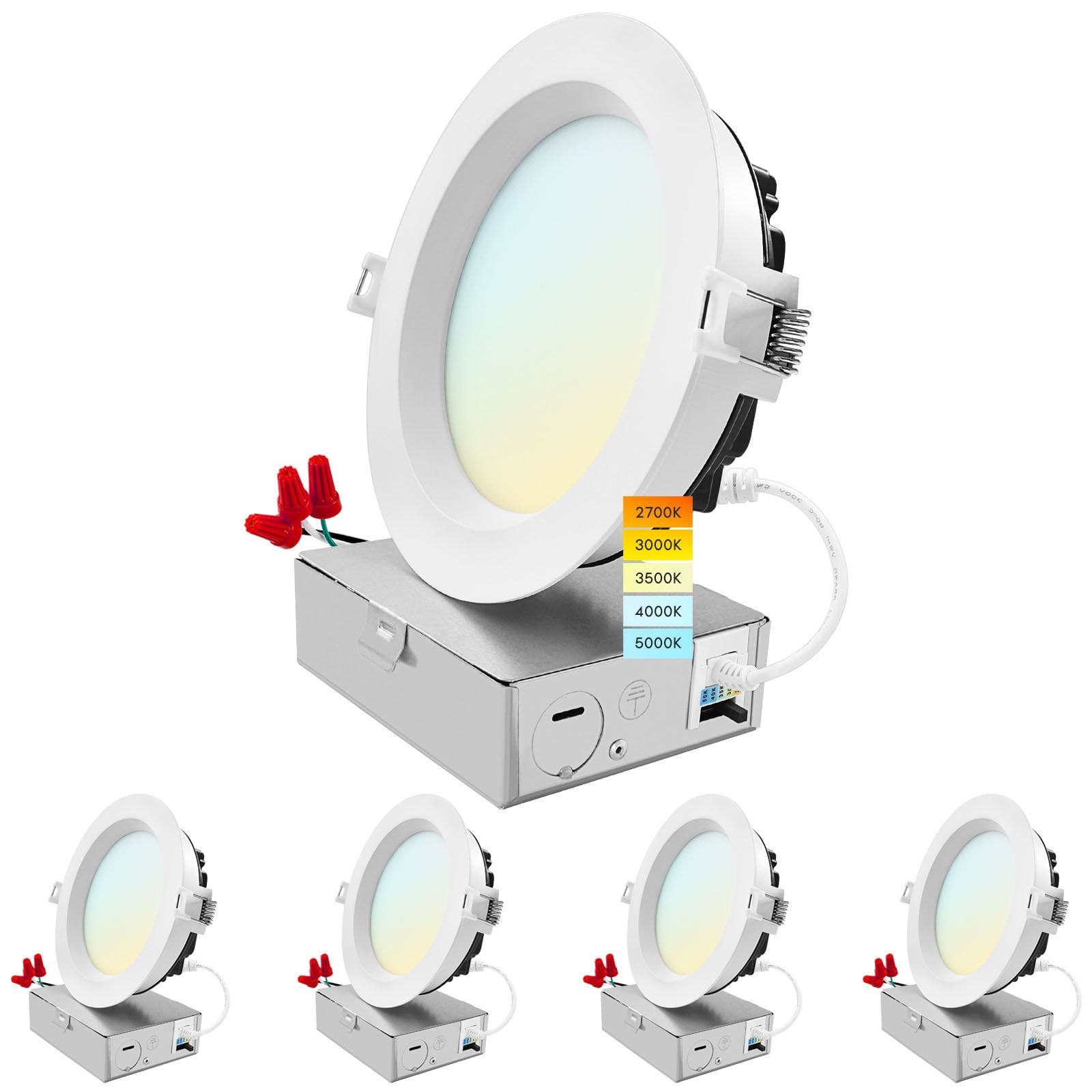 5'' White Aluminum LED Recessed Lighting Kit with Dimmable Feature