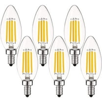 Luxrite 5W E12 Vintage Candelabra LED Dimmable Light Bulbs, 60W Equivalent 2700K Warm White, 550 Lumens, Blunt Tip, 6-Pack