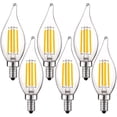 thumbnail image 1 of Luxrite 5W E12 Vintage Candelabra LED Dimmable Light Bulbs, 60W Equivalent 2700K Warm White, 550 Lumens, Flame Tip, 6-Pack, 1 of 7
