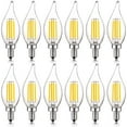 thumbnail image 1 of Luxrite 5W E12 Vintage Candelabra LED Dimmable Light Bulbs, 60W Equivalent 3000K Soft White, 550 Lumens, Flame Tip, 12-Pack, 1 of 8