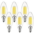thumbnail image 1 of Luxrite 5W E12 Vintage Candelabra LED Dimmable Light Bulbs, 60W Equivalent 3500K Natural White, 550 Lumens, Blunt Tip, 6-Pack, 1 of 7