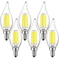 thumbnail image 1 of Luxrite 5W E12 Vintage Candelabra LED Dimmable Light Bulbs, 60W Equivalent 5000K Bright White, 550 Lumens, Flame Tip, 6-Pack, 1 of 7