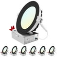 thumbnail image 1 of Luxrite 6 Inch LED Recessed Ceiling Light, 18W, 5CCT 2700K-5000K, 1800LM, Dimmable - Black 6-Pack, 1 of 7
