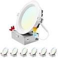 thumbnail image 1 of Luxrite 6 Inch LED Recessed Ceiling Light J-Box 18W 5 Color Selectable 1800LM Dimmable Wet Rated IC Rated ETL 6 Pack, 1 of 7