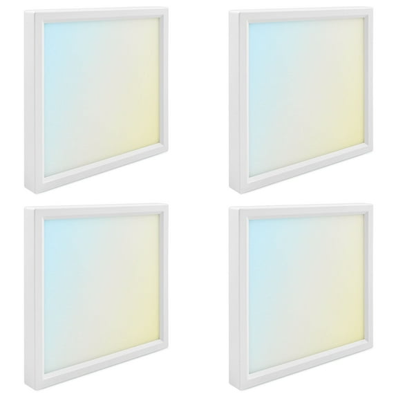 Luxrite 6 Inch Square LED Flush Mount Ceiling Light, 15W 1000LM, 5CCT 2700K-5000K, Dimmable 4-Pack