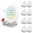 thumbnail image 1 of Luxrite 6 Inch Ultra Thin LED Recessed Light with J-Box, 15W, 5 Color Selectable, 1400 Lumens, Dimmable, Wet Rated 8-Pack, 1 of 8