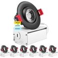 thumbnail image 1 of Luxrite 6-Pack 3 inch LED Gimbal Recessed Lighting with J-Box 3 Color Options 8W 600 Lumens Dimmable Damp Rated - Black, 1 of 8