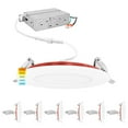 thumbnail image 1 of Luxrite 6-Pack 4 Inch Ultra Thin LED Fire Rated Recessed Lights, 5CCT, 800 Lumens, Dimmable, IC Rated, Wet Rated, ETL, 1 of 7