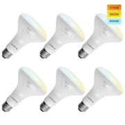 Luxrite 6-Pack BR30 LED Flood Light Bulb, 3 Color Selectable, Dimmable, 850 Lumens, 10 Watt, Damp Rated