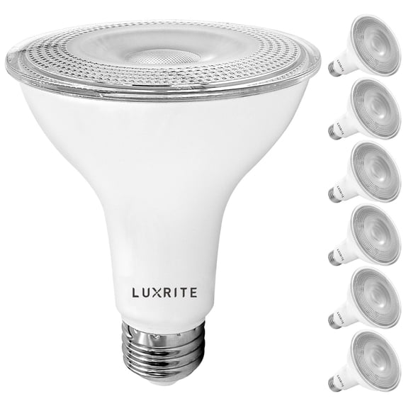 Luxrite 6-Pack LED PAR30 Flood Light Bulb 3500K Natural White 850 Lumens 11W Dimmable Wet Rated E26 Base UL Listed