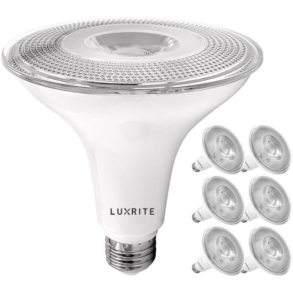 Luxrite 6-Pack LED PAR38 Flood Light Bulb 3500K Natural White 1250 Lumens 15W Dimmable Wet Rated E26 Base UL Listed