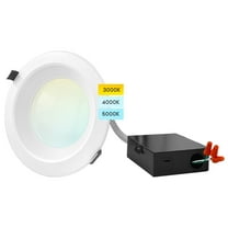 Luxrite 6 inch Commercial LED Recessed Light with J-Box, 12/16/20W, 3 Color Selectable, 1140/1520/1900 Lumens, Dimmable, Wet Rated